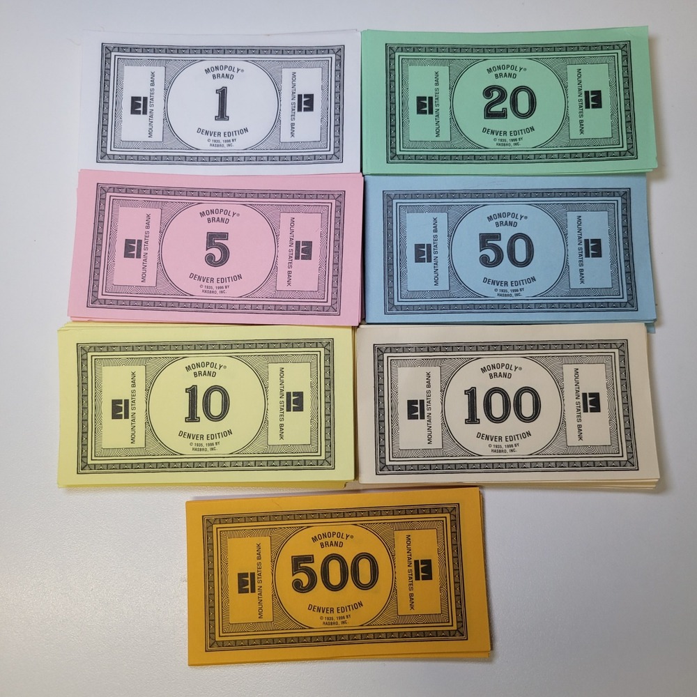 Monopoly Brand Denver Edition Paper Money Stack Game Replacement Pieces